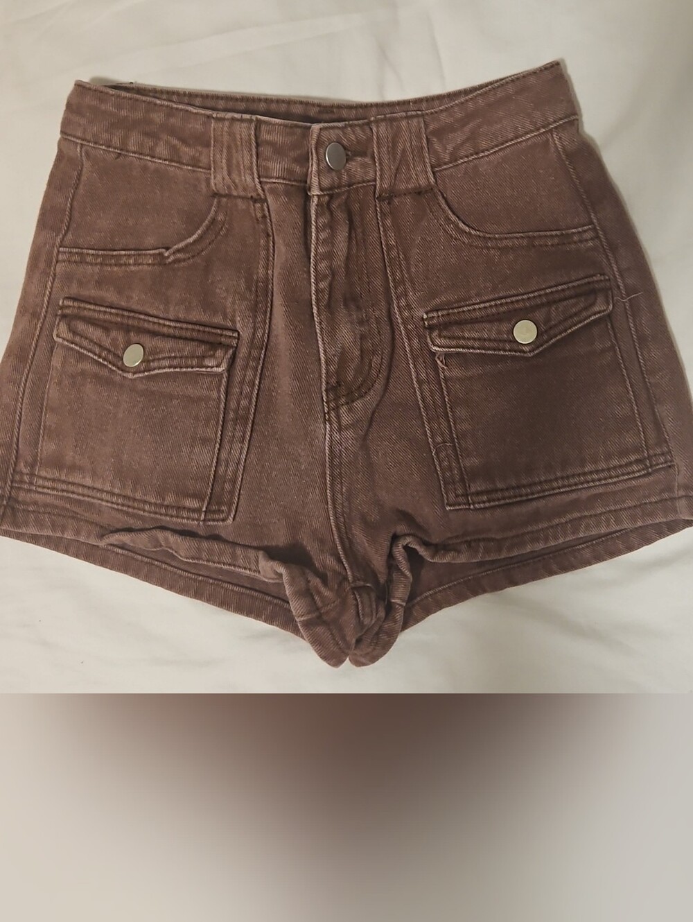 SHEIN Brown High-Rise Denim Cargo Shorts